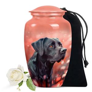Urna de cremación para perros Labrador negros, urna conmemorativa para cenizas de mascotas en color coral rosa, recuerdo decorativo, tributo. - Product Image 1