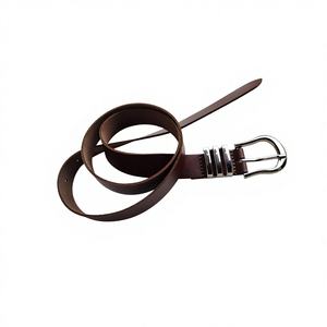 Ceinture à boucle argentée OEM ODM Ceintures en cuir véritable personnalisées Fournisseur indien Meilleures ventes Ceintures à boucle de conception durable pour adultes - Product Image 1