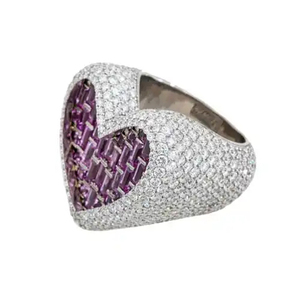 Men's & Women's IGI Certified Diamond <b>Fine</b> Jewelry Hip hop 925 Sterling Silver Iced out Heart Shape VVS Moissanite Diamond <b>Ring</b> - Product Image 1