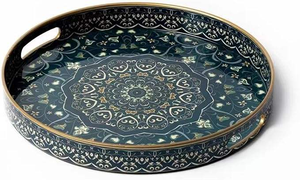 Nueva Bandeja Rectangular de Madera con Diseño Impreso y Esmaltado, Hermosa para Cocina y Restaurante, Bandeja Decorativa de Madera para Servir Té y Café - Product Image 2