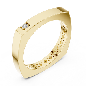 Emma Chambers 10K chapado en oro elegante Zirconia cúbica anillo de compromiso diseño solitario para propuesta de boda o regalo - Product Image 3