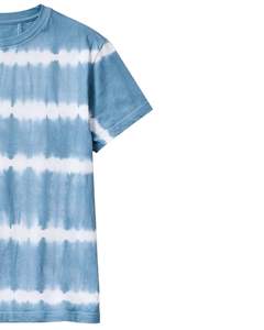 T-shirt personnalisé à rayures tie-dye bleu et blanc pour homme, en coton, style streetwear décontracté, col rond, manches courtes, tee-shirt tendance pour l'été - Product Image 4
