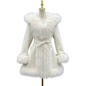 Abrigo Largo de Piel Sintética Premium para Mujer, Elegante Abrigo de Invierno con Cinturón, Ropa Exterior de Moda de Lujo, Fabricante Mayorista OEM Personalizado Ltd - Product Image 1