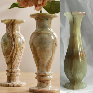 Hot Sale Modern Luxury Centerpieces Weddings Home Hotel Decor Elegant Natural Onyx Glossy Polish Eco-Friendly Round <b>Vase</b> - Product Image 1