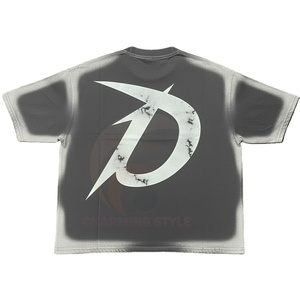 T-shirt pour homme de haute qualité, 100% coton, lourd, vintage, délavé, imprimé - Product Image 1