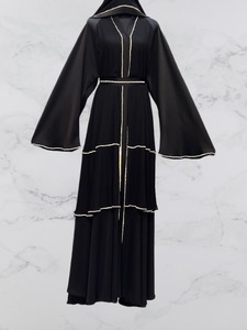 2026Hooded Long Sleeve Floor Length Modest <b>Abaya</b> Solid Black Polyester Women <b>Prayer</b> Wear Middle East Style - Product Image 2