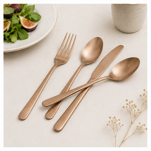 Matte Rose Gold Cutlery Set Stainless Steel Flatware Set for Wedding & Hotel Modern Satin Finish Knife Fork <b>Spoon</b> Silverware - Product Image 6