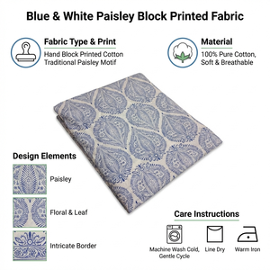 Coton imprimé à la main par des artisans |   Tissu ethnique indien de luxe 100% pur et durable, vente en gros B2B au mètre - Product Image 6