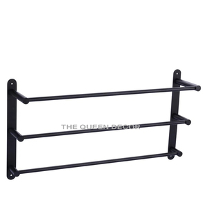 Luxury Handmade Iron Metal Wall Mounted 1 Layer Towel Holder Nice Selling Black Finished <b>Square</b> Bathroom Products Bathroom <b>Sets</b> - Product Image 3