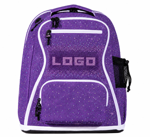 Mochilas Personalizadas de Animadoras con Brillantina Morada y Pedrería - Product Image 1