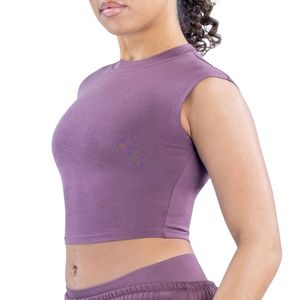 <b>Women</b> Mauve Purple <b>Sleeveless</b> Crop Top Fitness Yoga Wear Matching Leggings Set Custom Logo Sportswear Manufacturer Global OEM Co - Product Image 5
