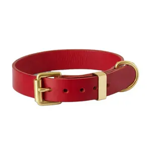 Dog collar rose red leather pet collar adjustable medium to large dogs collars pets accessories manufacturer wholesaler