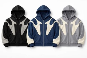 Sweat à capuche zippé pour homme, coupe classique, décontracté, avec blocs de couleur, impression par sublimation personnalisée, en polyester French Terry, pour l'automne - Product Image 4