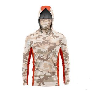 เสื้อฮู้ดตกปลาฤดูร้อนน้ำหนักเบาป้องกันรังสียูพีเอฟพร้อมหน้ากากสำหรับผู้ชาย - Product Image 6