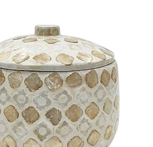 Boîtes et pots en nacre, élégants récipients en mosaïque de coquillages brillants avec couvercle assorti, design d'ameublement pour la maison - Product Image 2