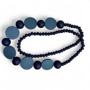 Collar de cuentas de resina de moda con discos y bolas redondas azules, joyería llamativa unisex - Product Image 1
