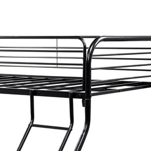 Heavy Duty Metal Twin Over Full Bunk Bed with Enhanced Upper Level Guardrail Easy Assembly in Black - Product Image 6