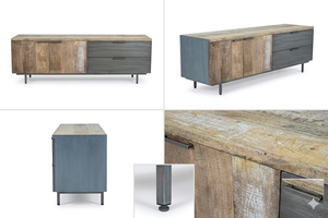 Mueble para TV Dexter de Madera Maciza de Teca, 2 Cajones, Estilo Minimalista, Acabado Natural, Moderno, para Dormitorio o Sala de Estar - Product Image 6