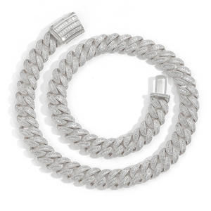 925 Sterling Silver <b>Iced</b> <b>Out</b> Hip Hop <b>Chain</b> Necklace with Lab Diamond Look Stones for Daily Wear and Party Available for Sale - Product Image 2