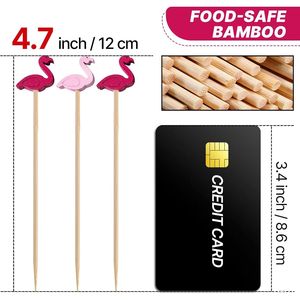 Stuzzicadenti Decorativi Fatti a Mano in Bambù da 100 Pezzi, 4.7 Pollici, con Decorazione Fenicottero - Product Image 2