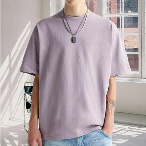 T-shirt en coton noir pour homme, col rond, manches courtes, décontracté, couleur unie, coupe ajustée, longueur standard, style tricoté uni - Product Image 6