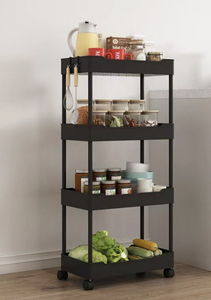 Slim Space Saving Kitchen Storage <b>Rack</b> Mobile Food Storage Shelf Plastic Organizer Cart with Wheels - Product Image 5