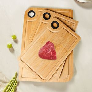 Ensemble de planches à découper en bambou rectangulaires antidérapantes avec rainure pour les jus, lavables au lave-vaisselle, blocs de découpe pour la cuisine - Product Image 2