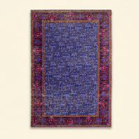 DECORDEC Indigoblau Magenta Pflaume Volkstümliches Muster Wollteppich Umweltfreundlich Rutschfest Dekorativer Umrandeter Teppich Wohnzimmer Modern