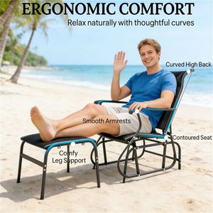 Sedia a dondolo da esterno nera per portico e patio - Product Image 3