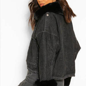 Chaqueta vaquera impermeable de invierno para mujer, con botones forrados, color liso, MOQ bajo y opciones personalizables - Product Image 2