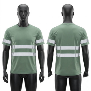 Camiseta de Trabajo de Manga Corta para Hombre, 100% Algodón, Corte Holgado, Cinta Reflectante de Seguridad, Logotipo Personalizado en la Parte Delantera, Tela Antiarrugas y Ecológica - Product Image 1