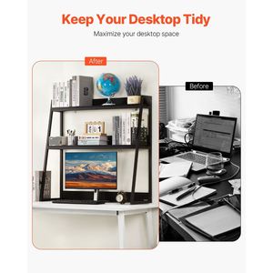 Organizzatore da Scrivania a 2 Livelli 95x32x90 cm, Scaffale per Ufficio con Cassetti, Espositore e Porta Libri - Product Image 2