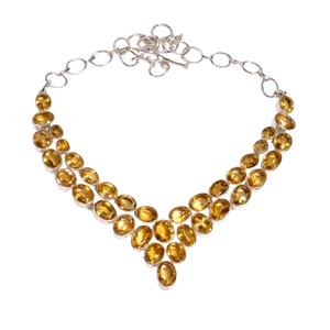 Collier en argent sterling 925 avec citrine, fait main, collier statement, collier en pierre jaune, collier en pierre taillée, bijou cadeau en citrine - Product Image 1