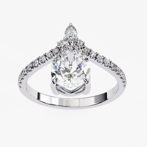 Anillo de compromiso de oro amarillo de 9K con diamante de laboratorio de 1.00CT talla pera en forma de lágrima, joyería nupcial con pavé, venta al por mayor - Product Image 5