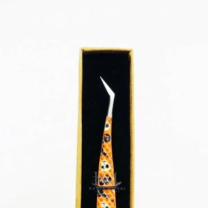 Pince à cils en argent avec embout brillant / motif Halloween en papier orange, pour emballage individuel en boîte ou ensemble de pinces à cils - Product Image 6