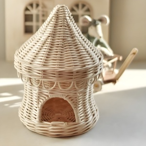 Accessoires de jouets pour bébés, tente de cirque miniature en rotin tressé à la main, jouets pour enfants, jeux et décoration - Product Image 4