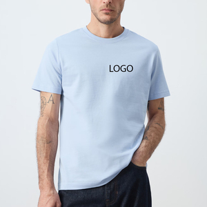 T-shirt en jersey pour homme, couleur unie, manches courtes, texture lisse, look contemporain / Col rond avec logo - Product Image 1
