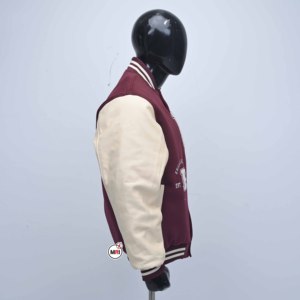 Best Selling <b>Mens</b> Baseball Varsity <b>Jacket</b> <b>Men's</b> Maroon Cream Embroidered <b>Letter</b> E Front Autumn Wear Preppy Style Baseball <b>Jacket</b> - Product Image 3