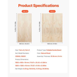 Base de Cama Plegable de Madera de 0.4 Pulgadas para Camas Individuales, Soporte de Conexión para Colchones de Tamaño Individual - Product Image 2
