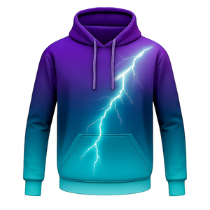 Sweat-shirt à capuche bleu pour homme, 420 grammes, coupe classique, couleur unie, coton, pull décontracté avec poche avant, vêtement d'automne - Product Image 4