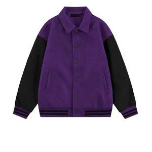 Chaqueta Varsity Estilo Universitario con Cuello Alto y Cierre de Botones, Mangas de Lana, Ropa Masculina, Estilo Urbano, Reversible por Delante 2025 - Product Image 3