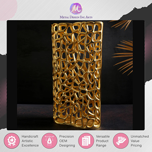Vase à fleurs en aluminium découpé avec anneau doré, de qualité supérieure, pour décoration de table, idéal pour la maison, en promotion - Product Image 4