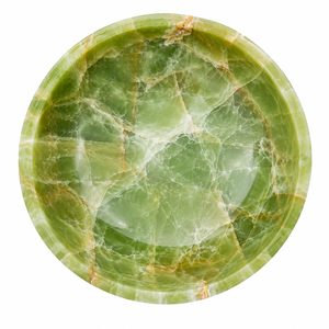 Bol sur piédestal en onyx vert naturel fait main, plat de service en pierre polie, centre de table décoratif pour salle à manger, hôtel, Feng Shui - Product Image 5