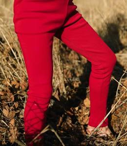 Leggings de punto vintage 100% algodón para bebé niña, de corte alto y largo, con lazo, calcetines casuales, 1 paquete, transpirables y ecológicos - Product Image 3