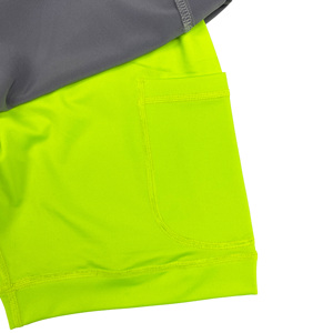 Shorts de sport pour hommes à séchage rapide, 2-en-1, mi-longs, avec accents réfléchissants, poches extensibles, couleur unie, 1 pièce, pour musculation - Product Image 3