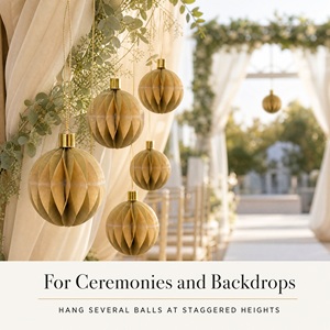 Elegantes y Estilosas Decoraciones de Pared para Boda, de Papel Ecológico con Diseño de Panal de Abeja en 3D, Personalizables, Románticas, en 4 Colores Offset, de 10 cm - Product Image 1