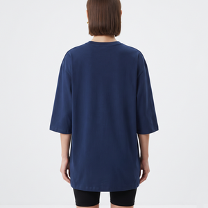 Women's Fashion Oversized Crew Neck Cotton Tee Longline Three Quarter Sleeve Lightweight Custom Logo Casual Wear - Product Image 2