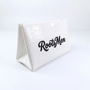 Rootsman Custom White Premium Ins-Style PU Leather Large Fashion <b>Makeup</b> Bag Open Hanging Water Resistant Lightweight Travel - Product Image 5