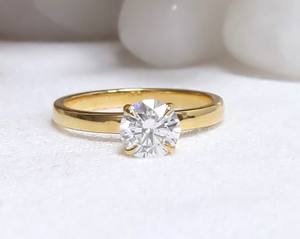 Anillo Solitario de Oro Amarillo de 14K con Engaste de Garras, Moissanita de 1 Quilate, Anillo de Compromiso y Boda de Lujo Cristiano para Mujer, Aniversario - Product Image 3
