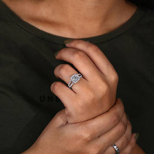 Vintage 18K White Gold <b>Solid</b> Gold Engagement Ring Lab Grown Diamond Split Shank Pave Setting IGI Certified Anniversary Weddings - Product Image 6